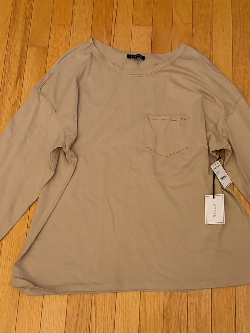 1. State Long Sleeve Pocket Tee in Light Taupe